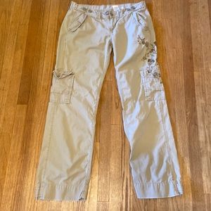 Lucky Brand Dungarees khaki tan Embroidered Cargo Pants Women's Size 12 / 31